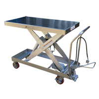 Pneumatic Hydraulic Scissor Lift Table, Stainless Steel, 47-1/2" L x 24" W, 2000 lbs. Cap. St. Lawrence Industrial & Safety Supply