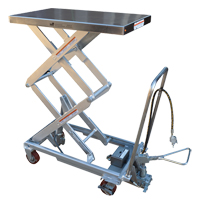 Pneumatic Hydraulic Scissor Lift Table, Stainless Steel, 32-1/2" L x 19-3/4" W, 1000 lbs. Cap. St. Lawrence Industrial & Safety Supply