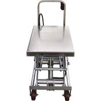 Pneumatic Hydraulic Scissor Lift Table, Stainless Steel, 35-1/2" L x 20" W, 800 lbs. Cap. St. Lawrence Industrial & Safety Supply