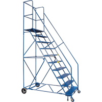 CSA-Certified Rolling Step Ladder with Locking Step, 10 Steps, 30" Step Width, 89" Platform Height, Steel St. Lawrence Industrial & Safety Supply