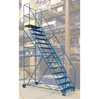 CSA-Certified Rolling Step Ladder with Locking Step, 14 Steps, 30" Step Width, 128" Platform Height, Steel St. Lawrence Industrial & Safety Supply