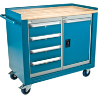Industrial Duty Mobile Service Workbenches, Wood Surface St. Lawrence Industrial & Safety Supply