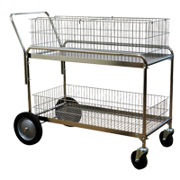 Wire Mesh Office Mail Cart, 250 lbs. Capacity, Chrome, 23-3/4" D x 43" L x 38-1/2" H, Chrome Plated St. Lawrence Industrial & Safety Supply