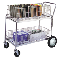 Wire Mesh Office Mail Cart, 250 lbs. Capacity, Chrome, 23-3/4" D x 43" L x 38-1/2" H, Chrome Plated St. Lawrence Industrial & Safety Supply