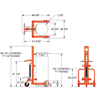 Grand chariot hydraulique HLCC pour bouteille de gaz liquide, Roues Polyur&eacute;thane, Base de 20" la x 20" p, 1000 lb St. Lawrence Industrial & Safety Supply