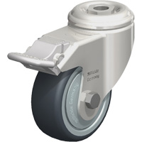 Roulette en &eacute;lastom&egrave;re thermoplastique acier inoxydable, Pivotant avec frein, Diam&egrave;tre 3-1/8" (79,5 mm), Capacit&eacute; 220 lb (100 kg) St. Lawrence Industrial & Safety Supply