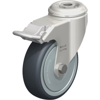 Roulette en &eacute;lastom&egrave;re thermoplastique acier inoxydable, Pivotant avec frein, Diam&egrave;tre 4" (102 mm), Capacit&eacute; 240 lb (108 kg) St. Lawrence Industrial & Safety Supply