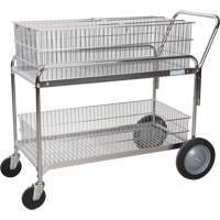 Wire Mesh Office Mail Cart, 250 lbs. Capacity, Chrome, 23" D x 42" L x 38" H, Chrome Plated St. Lawrence Industrial & Safety Supply