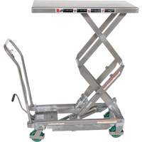 Table &eacute;l&eacute;vatrice hydraulique manuelle &agrave; ciseaux, 36-1/4" lo x 19-3/8" la, Acier inoxydable, Capacit&eacute; 600 lb St. Lawrence Industrial & Safety Supply
