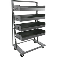 Chariot &agrave; cadre en A robuste &agrave; un c&ocirc;t&eacute; avec 4 grands plateaux &agrave; rebord, 38" x 25" x 63", Capacit&eacute; 2500 lb St. Lawrence Industrial & Safety Supply