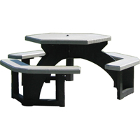 Tables de pique-nique hexagonales en plastique recycl&eacute;, 78" lo x 78" la, Gris St. Lawrence Industrial & Safety Supply