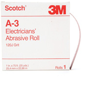 Scotch&reg; A-3 Electrician's Abrasive Roll, Aluminum Oxide, 1" W x 75' L, 120 Grit St. Lawrence Industrial & Safety Supply