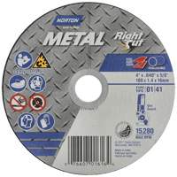 Meule &agrave; tronçonner m&eacute;tallique pour coupe &agrave; angle droit RightCut, 4-1/2" x 0,04", Arbre de 7/8", Type 01/41, Oxyde d'aluminium, 13580 Tr/min St. Lawrence Industrial & Safety Supply
