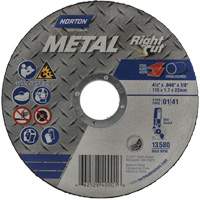 Meule &agrave; tronçonner m&eacute;tallique pour coupe &agrave; angle droit RightCut, 4-1/2" x 0,045", Arbre de 7/8", Type 01/41, Oxyde d'aluminium, 13580 Tr/min St. Lawrence Industrial & Safety Supply