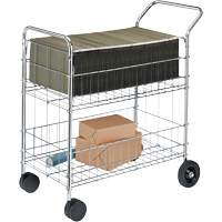 Wire Mail Cart, 200 lbs. Capacity, Chrome, 19" D x 30" L x 39-1/4" H, Chrome Plated St. Lawrence Industrial & Safety Supply