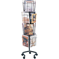 Literature Display Racks - Rotary Floor Displays, Rotating, 16 Slots, Wire Mesh, 15" W x 15" D x 60" H St. Lawrence Industrial & Safety Supply