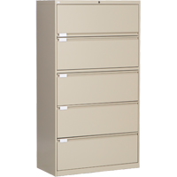 Classeur lat&eacute;ral, Acier, 5 tiroirs, 36" la x 18" p x 65-1/2" h, Beige St. Lawrence Industrial & Safety Supply