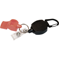 D&eacute;rouleur autor&eacute;tractable pour carte d'identit&eacute; et cl&eacute;s avec sifflet, M&eacute;tal en alliage de zinc, C&acirc;ble 24", Fixation Mousqueton St. Lawrence Industrial & Safety Supply