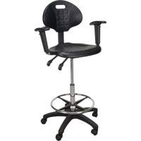 Tabouret ergonomique robuste avec accoudoirs r&eacute;glables et roulettes en nylon, Mobile, Ajustable Hauteur, Capacit&eacute; 250 lb St. Lawrence Industrial & Safety Supply