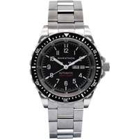 Tr&egrave;s grande montre automatique avec jour/date avec bracelet en acier inoxydable, Num&eacute;rique, &agrave; piles, 46 mm, Argent St. Lawrence Industrial & Safety Supply