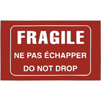 &eacute;tiquettes pour traitement sp&eacute;cial bilingues Fragile, 5" lo x 3" la, Blanc/rouge St. Lawrence Industrial & Safety Supply