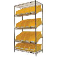 &eacute;tag&egrave;re en treillis m&eacute;tallique &agrave; tablettes inclin&eacute;es avec bacs, Tiers 5, 36" la x 63" h x 18" p St. Lawrence Industrial & Safety Supply