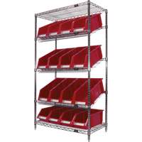&eacute;tag&egrave;re en treillis m&eacute;tallique &agrave; tablettes inclin&eacute;es avec bacs, Tiers 5, 36" la x 63" h x 18" p St. Lawrence Industrial & Safety Supply
