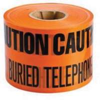 Ruban d'avertissement de danger souterrain Buried Telephone Line Identoline, 6" la x 1000' lo, Noir/orange St. Lawrence Industrial & Safety Supply