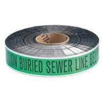 Ruban d'avertissement de danger souterrain Sewer Line Identoline, 2" la x 1000' lo, Noir sur vert St. Lawrence Industrial & Safety Supply