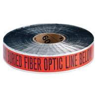 Ruban d'avertissement de danger souterrain Fiber Optic Line Identoline, 2" la x 1000' lo, Noir/orange St. Lawrence Industrial & Safety Supply