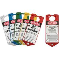 Moraillons de verrouillage &eacute;tiquet&eacute;s, Bleu/Vert/Rouge/Argent/Jaune St. Lawrence Industrial & Safety Supply
