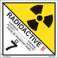 TDG Shipping Labels, Class 7, Radioactive II, Paper St. Lawrence Industrial & Safety Supply