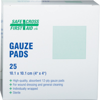Gauze , Pad, 4" L x 4" W, Sterile, Medical Device Class 1 St. Lawrence Industrial & Safety Supply