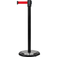 Barri&egrave;res sur pieds pour le contr&ocirc;le des foules, Acier, 35" h, Ruban Rouge, Longueur du ruban 12' St. Lawrence Industrial & Safety Supply