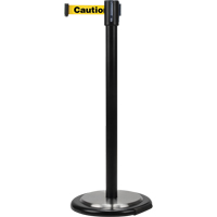 Barri&egrave;res sur pieds pour le contr&ocirc;le des foules, Acier, 35" h, Ruban Jaune, Longueur du ruban 7' St. Lawrence Industrial & Safety Supply