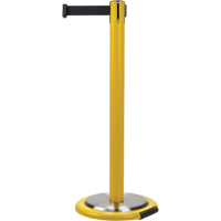 Barri&egrave;res sur pieds pour le contr&ocirc;le des foules, Acier, 35" h, Ruban Noir, Longueur du ruban 7' St. Lawrence Industrial & Safety Supply