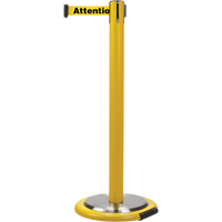 Barri&egrave;res sur pieds pour le contr&ocirc;le des foules, Acier, 35" h, Ruban Jaune, Longueur du ruban 7' St. Lawrence Industrial & Safety Supply