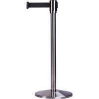 Barri&egrave;res sur pieds pour le contr&ocirc;le des foules, Acier, 35" h, Ruban Noir, Longueur du ruban 12' St. Lawrence Industrial & Safety Supply