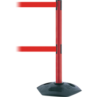 Poteau robuste &agrave; ligne double, Plastique, 38" h, Ruban Rouge, Longueur du ruban 13' St. Lawrence Industrial & Safety Supply