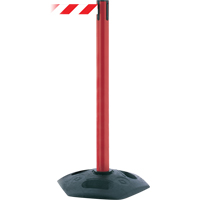 Poteau robuste &agrave; ligne simple, Plastique, 38" h, Ruban Blanc/Rouge, Longueur du ruban 13' St. Lawrence Industrial & Safety Supply