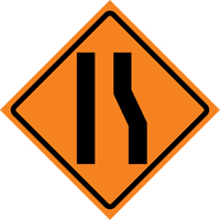 Merge Left Roll-Up Traffic Sign, 36" x 36", Vinyl, Pictogram St. Lawrence Industrial & Safety Supply