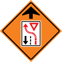 Yield Ahead Roll-Up Traffic Sign, 29-1/2" x 29-1/2", Vinyl, Pictogram St. Lawrence Industrial & Safety Supply