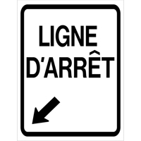 "Ligne d'Arr&ecirc;t" Roll-Up Traffic Sign, 23-3/5" x 29-1/2", Vinyl, French with Pictogram St. Lawrence Industrial & Safety Supply