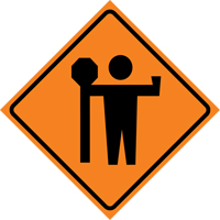 Flagman Roll-Up Sign Traffic Sign, 36" x 36", Vinyl, Pictogram St. Lawrence Industrial & Safety Supply
