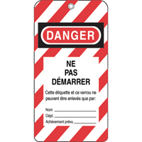 &eacute;tiquettes de verrouillage, Plastique, 3" la x 5-3/4" h, Français St. Lawrence Industrial & Safety Supply