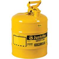 Bidons s&eacute;curitaires, Type I, Acier, 5 gal. US, Jaune, Homologu&eacute; FM/List&eacute; UL/ULC St. Lawrence Industrial & Safety Supply