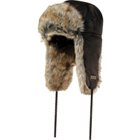 Chapeau matelass&eacute; doubl&eacute; de fourrure synth&eacute;tique, Doublure en Nylon/Fourrure, T-Grand, Noir St. Lawrence Industrial & Safety Supply