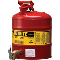 Bidon avec robinet s&eacute;curitaires pour laboratoires, Type I, Acier, 5 gal. US, Rouge, Homologu&eacute; FM St. Lawrence Industrial & Safety Supply