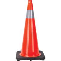 C&ocirc;ne de signalisation, 28", Orange, Bande(s) r&eacute;fl&eacute;chissante(s) 4" St. Lawrence Industrial & Safety Supply
