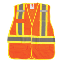 Veste d'arpenteur haute visibilit&eacute;, conforme &agrave; la CSA, Orange haute visibilit&eacute;, Moyen, Polyester St. Lawrence Industrial & Safety Supply